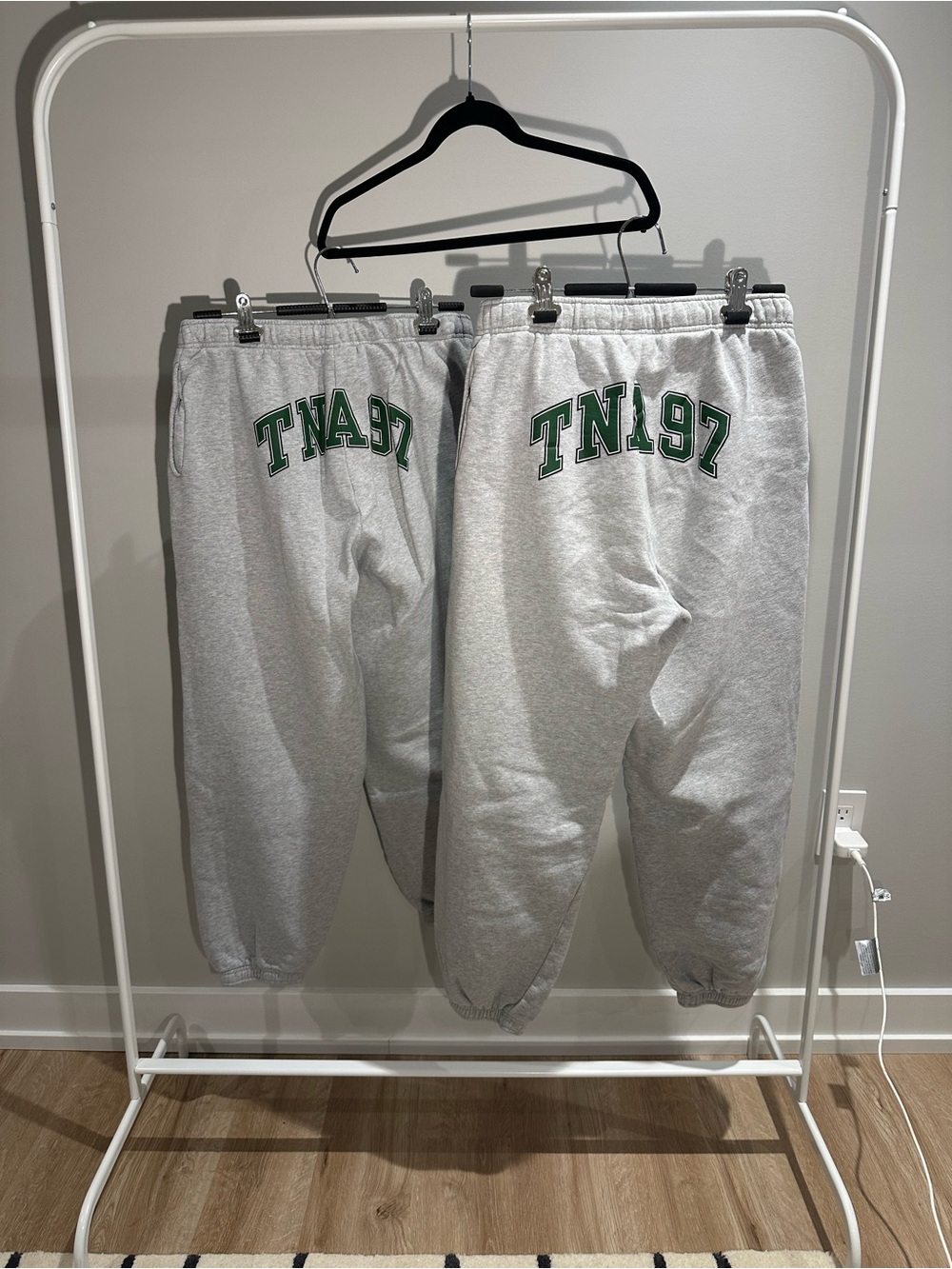 TNA Grey Joggers with Green TNA97 Logo